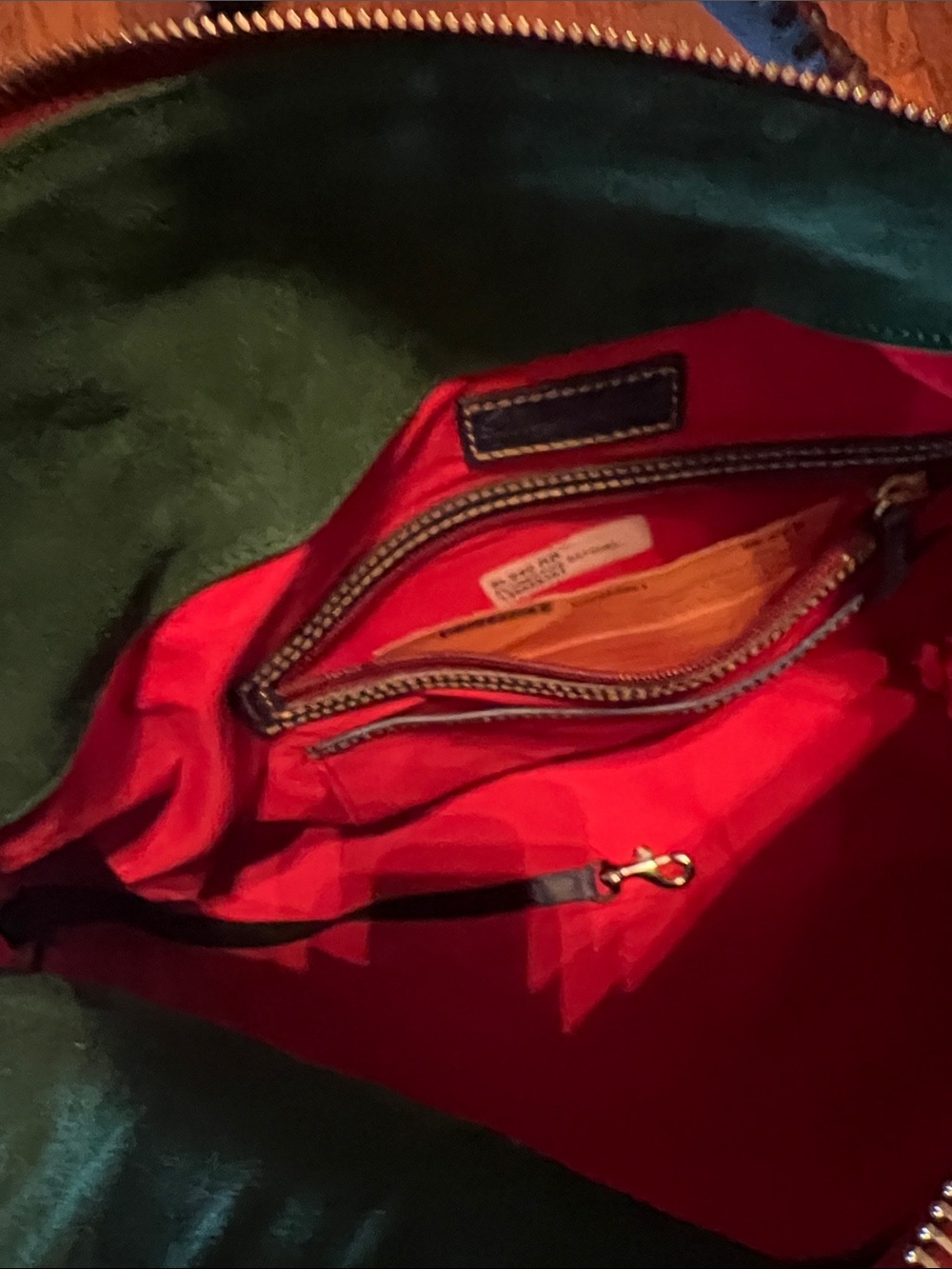 Dooney & Bourke Navy Leather Duffel with Tan Trim - Picture 6 of 8